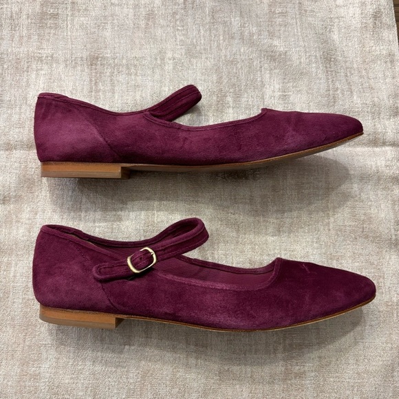 Caron Callahan Ellie Mary Jane Suede Ballet Flats‎ Mulberry Burgundy Size 40.5 - Picture 3 of 11